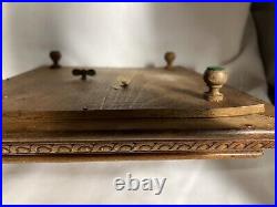 Antique tile/wood French music box/boys/soccer/great sound