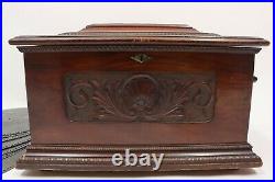 As is Antique 1890s Criterion Hand Crank Music Box Disc Player 15 3/4 Mahogany