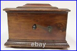 As is Antique 1890s Criterion Hand Crank Music Box Disc Player 15 3/4 Mahogany