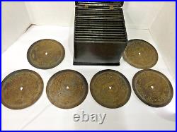 Asstd 6 Atq Polyphon English Songs Music 5.75 Discs With Wooden Case Germany! S16