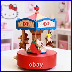 Authentic Hello Kitty Carousel Music Box Wooderful Life Taiwan Maple Wood