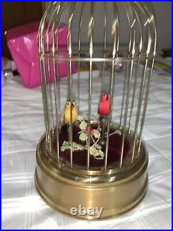Automaton Vintage Singing Birds in Brass Cage Germany Excellent Condition