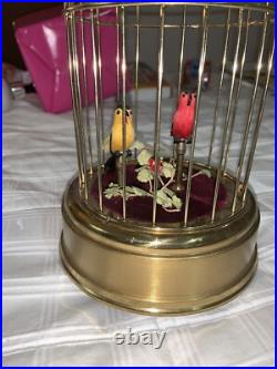 Automaton Vintage Singing Birds in Brass Cage Germany Excellent Condition