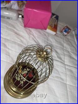 Automaton Vintage Singing Birds in Brass Cage Germany Excellent Condition
