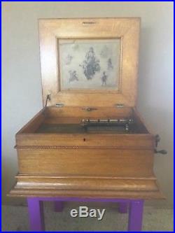 BEAUTIFUL ANTIQUE REGINA 15 1/2 DISK Double Comb Music Box NOW with 25 DISKS