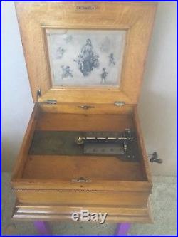 BEAUTIFUL ANTIQUE REGINA 15 1/2 DISK Double Comb Music Box NOW with 25 DISKS