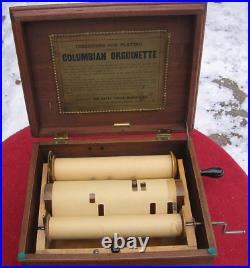 Bates Organ Mfg Columbian Orguinette Organette Working Roller Organ Music Box