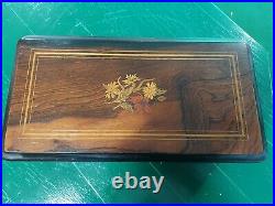 Beautiful 1800's Antique Swiss Inlaid Wood Cylinder Music Box- Works