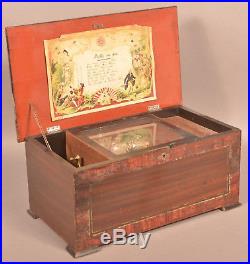 Beautiful Antique 8 Tune Swiss Music Box With Bells And Butterflies-nice