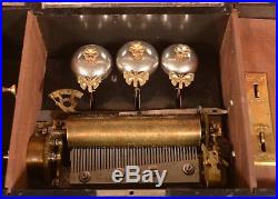 Beautiful Antique 8 Tune Swiss Music Box With Bells And Butterflies-nice
