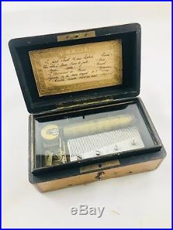 Beautiful Antique Charles Paillard & Company Burl Wood Swiss Music Box 6 Song