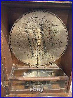 Beautiful Antique Polyphon Upright Coin Disc Music Box. 19 Discs & 59 Coins