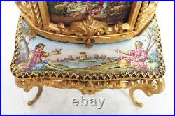 Beautiful Antique Viennese Austrian Enamel Porcelain Gilt Music Box