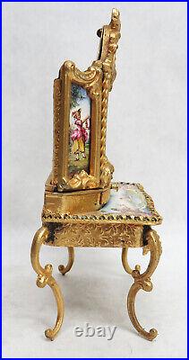 Beautiful Antique Viennese Austrian Enamel Porcelain Gilt Music Box