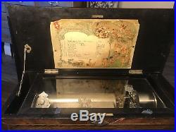Beautiful Large Jacot Swiss Music Box 1890 10 Song Works Perfectly (video Files)