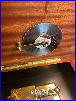 Beautiful Marquetry Covered Reuge Music 4-1/2 Disc Music Box. With 2 Discs