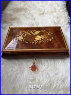 Beautiful Reuge Italian Wood Music Jewelry Box Fur Elise WORKING