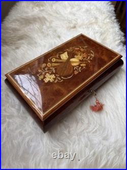 Beautiful Reuge Italian Wood Music Jewelry Box Fur Elise WORKING