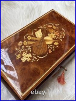 Beautiful Reuge Italian Wood Music Jewelry Box Fur Elise WORKING