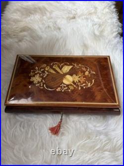 Beautiful Reuge Italian Wood Music Jewelry Box Fur Elise WORKING