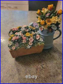 Beautiful San Francisco Music Box Co Flowers Watering Can Plays EDELWEISS