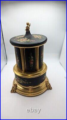 Big Vintage Fancy Hand Painted Carousel Music Box 11 Tall