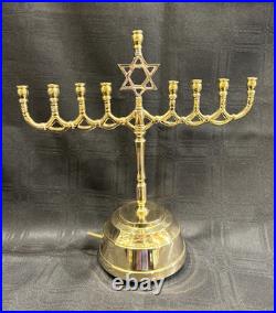 Brass Musical Menorah Plays Hatikvah