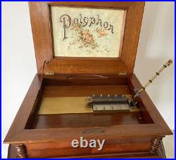 C. 1890 Polyphon Music Box 15.5 With Christmas Disks & Table