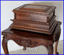 C. 1890 Polyphon Music Box 15.5 With Christmas Disks & Table