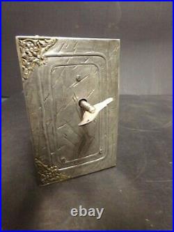 C 1920 Antique German Singing Automation Bird Box. Sterling Silver case w key