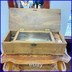 C112 Antique 1800's Wooden Musical Box Working Condition