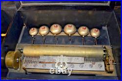 C1800s Large SWISS 6 Bells, 12 Aires Cylinder Music Box 25X14X12