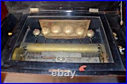 C1800s Large SWISS 6 Bells, 12 Aires Cylinder Music Box 25X14X12