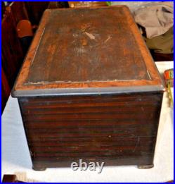 C1800s Large SWISS 6 Bells, 12 Aires Cylinder Music Box 25X14X12