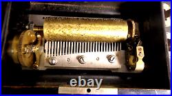 C1885 Paillard Swiss Cylinder Wood Inlay Music Box 10 Airs Songs