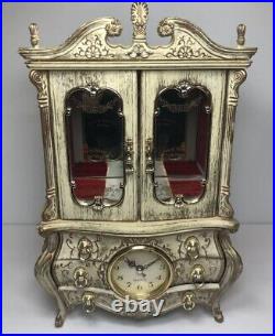 COMPLETE VTG French Style Heirloom Musical Ballerina Jewelry Box With Clock NEW
