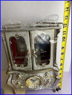 COMPLETE VTG French Style Heirloom Musical Ballerina Jewelry Box With Clock NEW