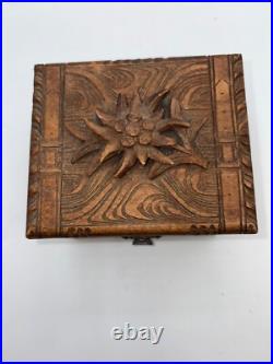 CUENDET Hand Carved Swiss Wood Music Jewelry Box OLD SEE VIDEO WORKS GREAT CUENDET Hand Carved Swiss Wood Music Jewelry Box OLD SEE VIDEO WORKS GREAT