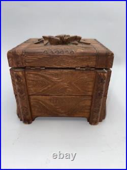CUENDET Hand Carved Swiss Wood Music Jewelry Box OLD SEE VIDEO WORKS GREAT CUENDET Hand Carved Swiss Wood Music Jewelry Box OLD SEE VIDEO WORKS GREAT