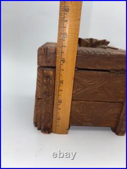 CUENDET Hand Carved Swiss Wood Music Jewelry Box OLD SEE VIDEO WORKS GREAT CUENDET Hand Carved Swiss Wood Music Jewelry Box OLD SEE VIDEO WORKS GREAT