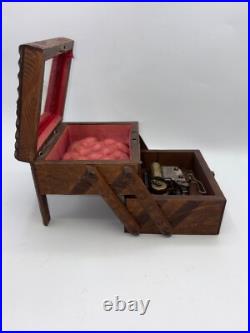 CUENDET Hand Carved Swiss Wood Music Jewelry Box OLD SEE VIDEO WORKS GREAT CUENDET Hand Carved Swiss Wood Music Jewelry Box OLD SEE VIDEO WORKS GREAT