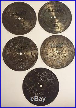 Ca. 1900 antique Kalliope disc music box with 4 bells ten 7-inch discs