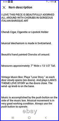 Capodimonte Cherub Carousel Italy Reuge Music Tunes Love Story Baroque Art