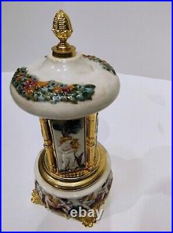 Capodimonte Cherub Porcelain Music Carousel Lipstick Holder