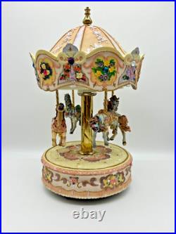 Carousel Music Box Rare Four Horse Made By Giftec EUC Works Vintage 16Tall Carousel Music Box Rare Four Horse Made By Giftec EUC Works Vintage 16Tall
