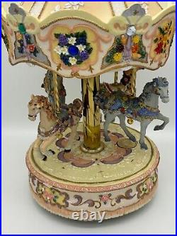 Carousel Music Box Rare Four Horse Made By Giftec EUC Works Vintage 16Tall Carousel Music Box Rare Four Horse Made By Giftec EUC Works Vintage 16Tall