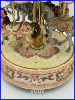 Carousel Music Box Rare Four Horse Made By Giftec EUC Works Vintage 16Tall Carousel Music Box Rare Four Horse Made By Giftec EUC Works Vintage 16Tall