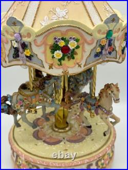 Carousel Music Box Rare Four Horse Made By Giftec EUC Works Vintage 16Tall Carousel Music Box Rare Four Horse Made By Giftec EUC Works Vintage 16Tall