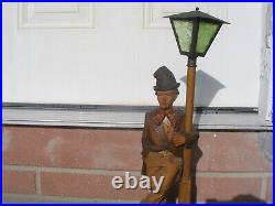 Carved German Whistler Black Forest Lamp Post Drunk Karl Griesbaum 4 REPAIR