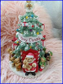 Cherished Teddies Lighted Christmas Tree Plays Tune We Wish You Merry Christmas